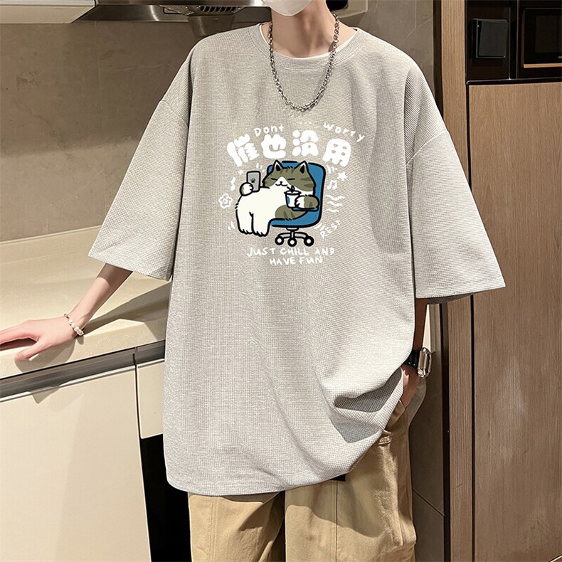 华夫格t恤男短袖男大码五分袖大皂风HT73403-P22,男装T恤,电商A040