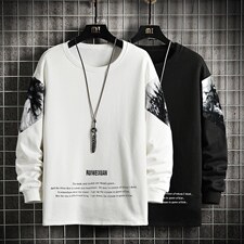 主推货足7XL-M 长袖卫衣男2023春季新款慵懒风休闲上衣加肥加大码图片