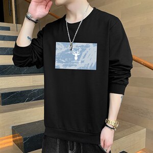 秋冬男装2026新款青少年小鹿印花休闲套头卫衣1210-2-F050-P15图片