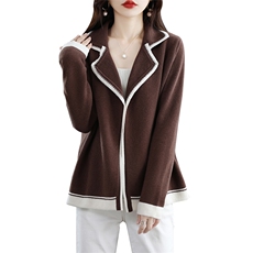 秋冬新款女翻领外搭纯色韩版毛衣外套显瘦羊毛开衫，女装羊毛衫，邦太羊绒