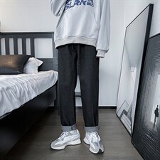 现货2022新款春秋季百搭直筒日系潮牌宽松牛仔长裤K1421-P37，男装休闲裤，星座512-2