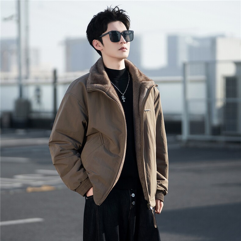 M-3XLB3539899P178黑2025新款男士冬季双面可穿座山雕棉服男,男装棉衣,电商B353