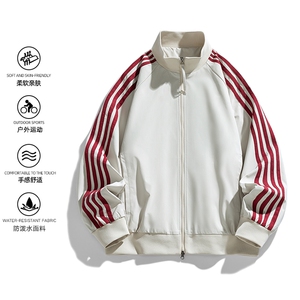 立领开衫夹克男2026新款拉链卫衣条纹运动休闲外套JK02567-P75图片