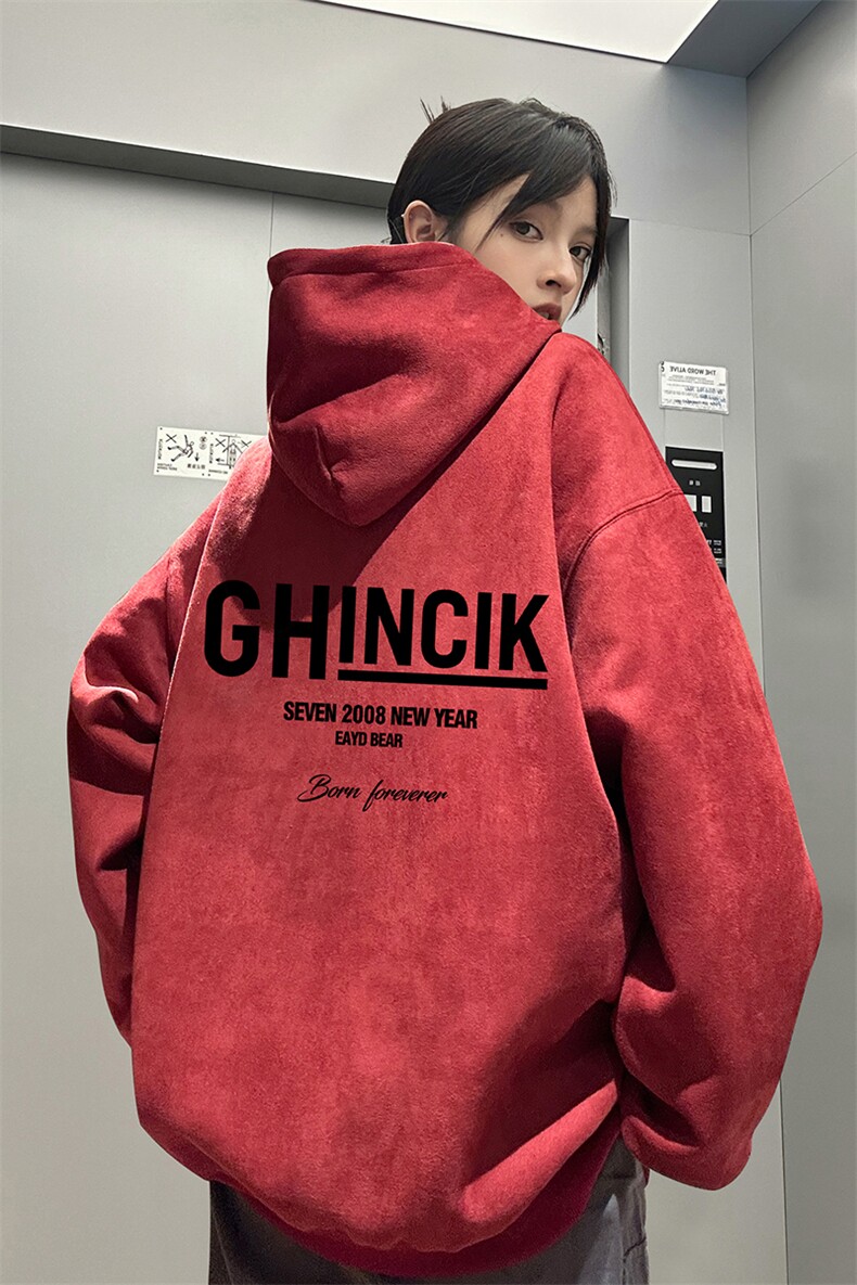！麂皮绒连帽卫衣直播品质重磅400克GH印花JL7123-P45控78,男装卫衣,星座508（原C305）