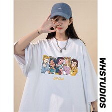 中性风200g春夏新款宽松卡通少女运动休闲短袖T恤T6018P25控38，男装T恤，电商A268