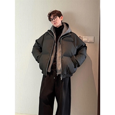 现货高品质重磅工艺美式高街假两件PU皮棉衣男女加厚棉服外套，男装棉衣，电商A486