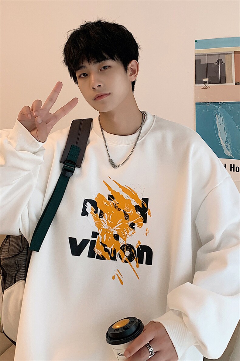 ins秋冬潮男涂鸦印花圆领卫衣青少年学生套头卫衣男WY817-P35,男装卫衣,电商A062