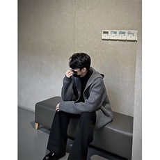 简约日系新款百搭慵懒潮时尚鹿毛绒连帽拉链毛衣513AMY2593P52，男装针织衫/毛衣，星座513A