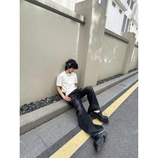 美式ins高街cleanfit重工艺水洗暗黑微喇牛仔裤货号K2401P60，男装牛仔裤，电商A063