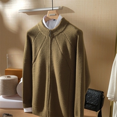 2025秋冬百搭时尚简约四平加厚开衫外套，男装羊绒套衫，澳坤羊绒