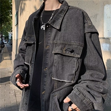 时尚潮牌做旧水洗牛仔外套长袖休闲复古夹克情侣上衣男百搭，男装夹克，星座716-4