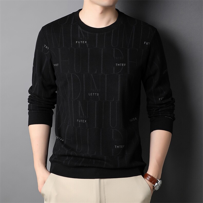 2025秋季男士圆领长袖T恤韩版休闲时尚潮流男装卫衣白搭打底衫，男装T恤，钱塘6003A(原)4033A