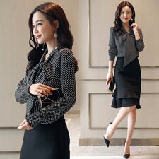 潮流收口袖气质蝴蝶结衬衫2021春季套头长袖，女装衬衫，时尚俏佳人