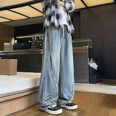 牛仔裤男宽松男士春秋2026新款休闲长裤高街男生直筒美式工装裤子，男装牛仔裤，星座715-4
