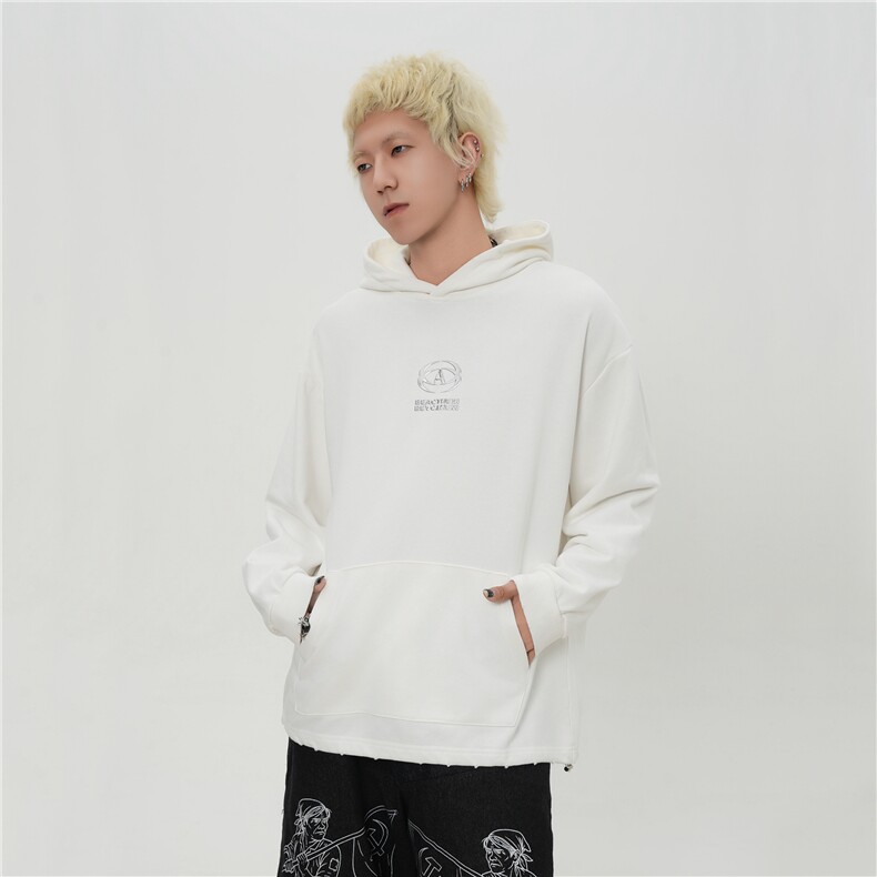 设计感水洗磨破宽松连帽卫衣秋季新款潮牌情侣外套1015-WY370-P95图片