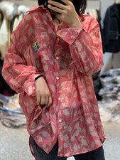 春季新款韩版港风复古长袖衬衫潮ins日系宽松扎染外套，女装衬衫，L·H·X