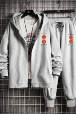 TK6093-P85开衫连帽卫衣套装男运动套装两件套网格挂拍，男装卫衣，电商A040A