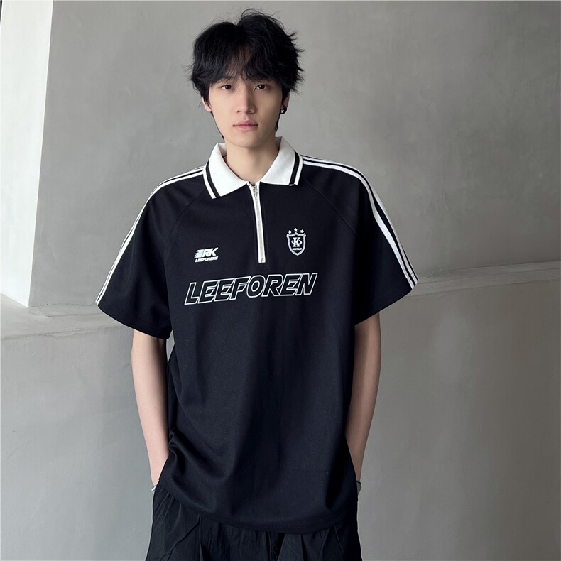 2026新款学院风撞色拼接短袖半拉链polo抗菌凉感短袖DT302-特P33，男装T恤，电商C307