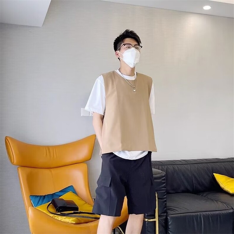 春秋日系复古无袖开衩马甲男设计感韩版网红痞帅外搭坎肩发型师潮,男装背心/马甲,星座1210-1