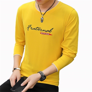 款6637秋季长袖男士t恤纯棉韩版潮流体恤男修身圆领打底衫图片