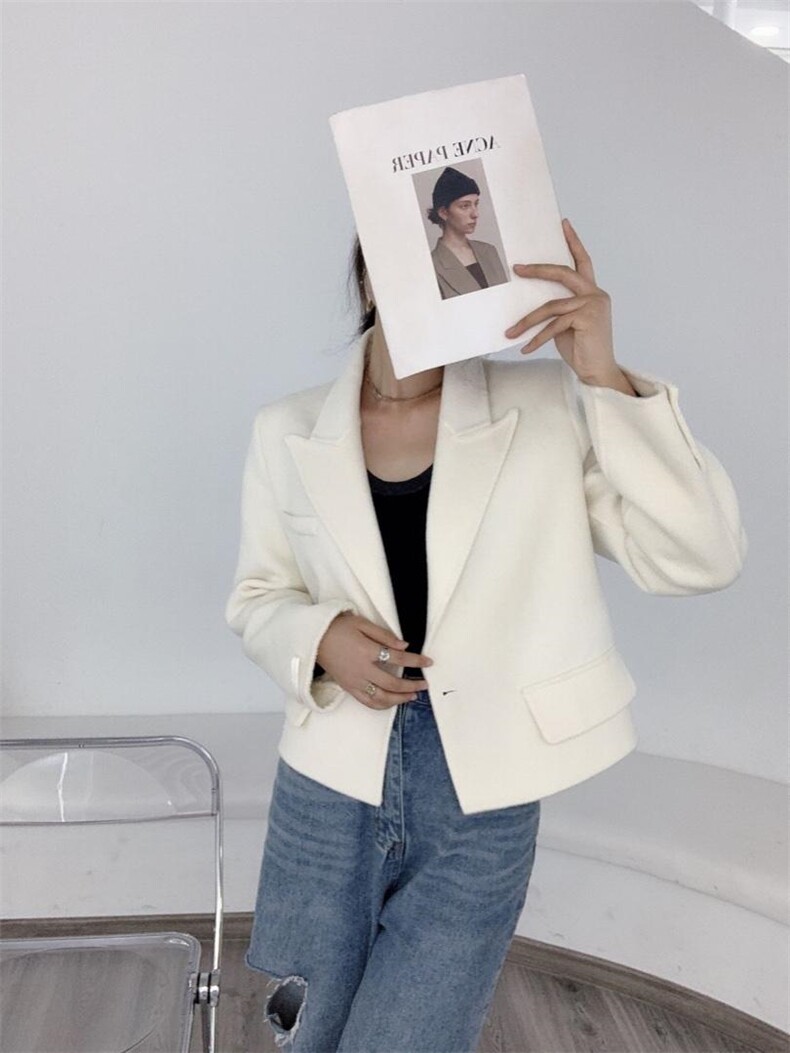 短款小西装双面羊绒，女装西装，新依西阁