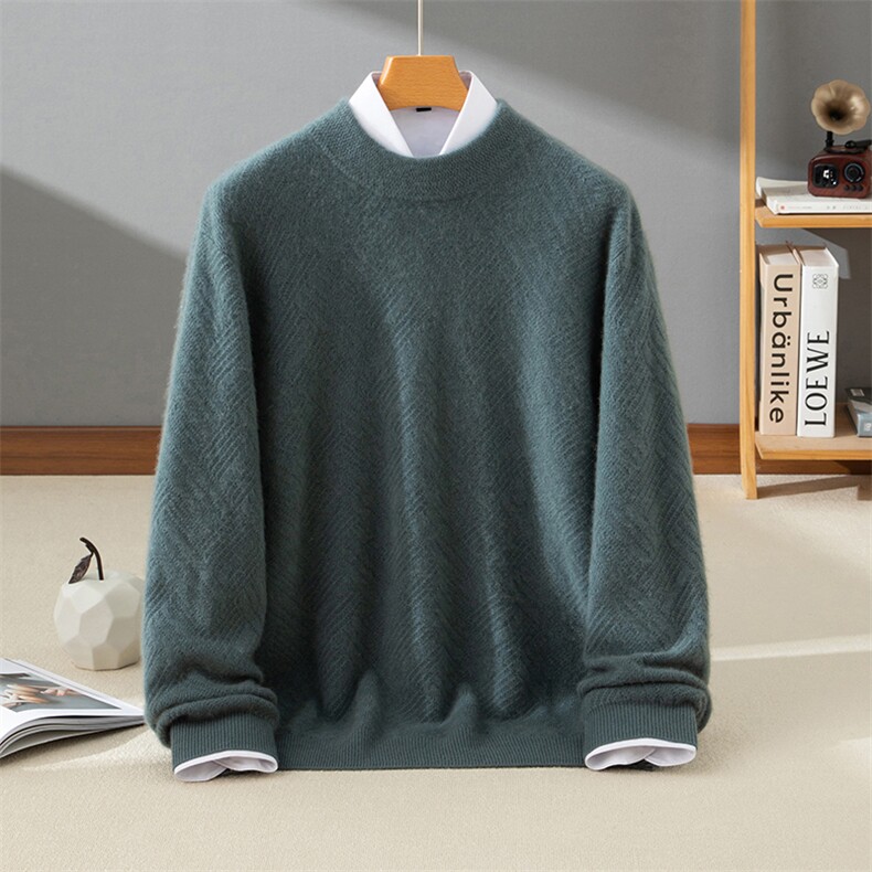 时尚都市男士高级感绅士百搭羊绒衫简约大气圆领设计舒适保暖，男装羊绒套衫，牧群羊绒