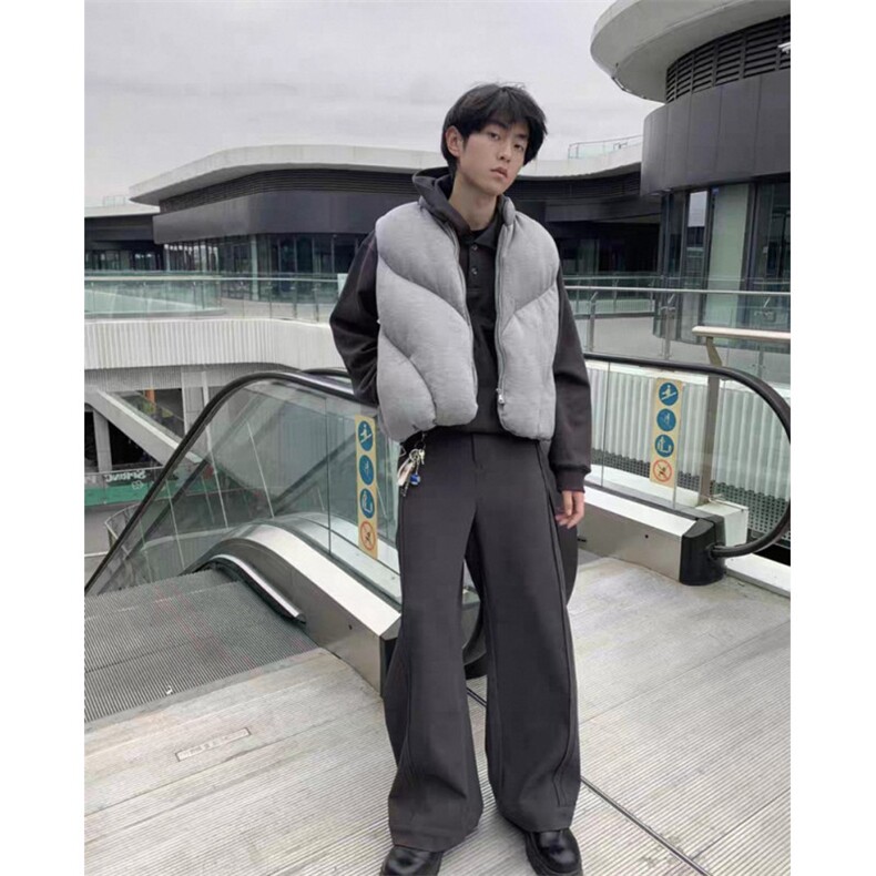 WT123-P110灰色空气层棉服背心马甲VIBE解构廓形可收缩下摆网图,男装背心/马甲,星座1501-3