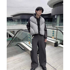 WT123-P110灰色空气层棉服背心马甲VIBE解构廓形可收缩下摆网图，男装背心/马甲，星座1501-3