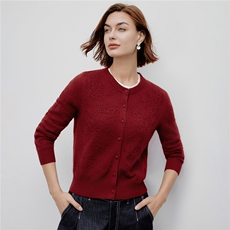 秋冬新款气质优雅山羊绒100%立体钩花羊绒衫单排扣长袖针织开衫，女装羊绒衫，阿舍尔精品