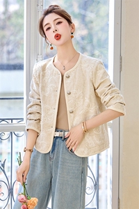 小香风气质新中式刺绣短外套女2026春秋新款百搭圆领西装开衫上衣图片