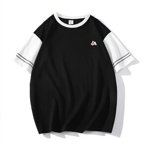 新款英伦夏季时尚拼色袖子ins小众百搭青少年T恤ZDY3415-P49图片