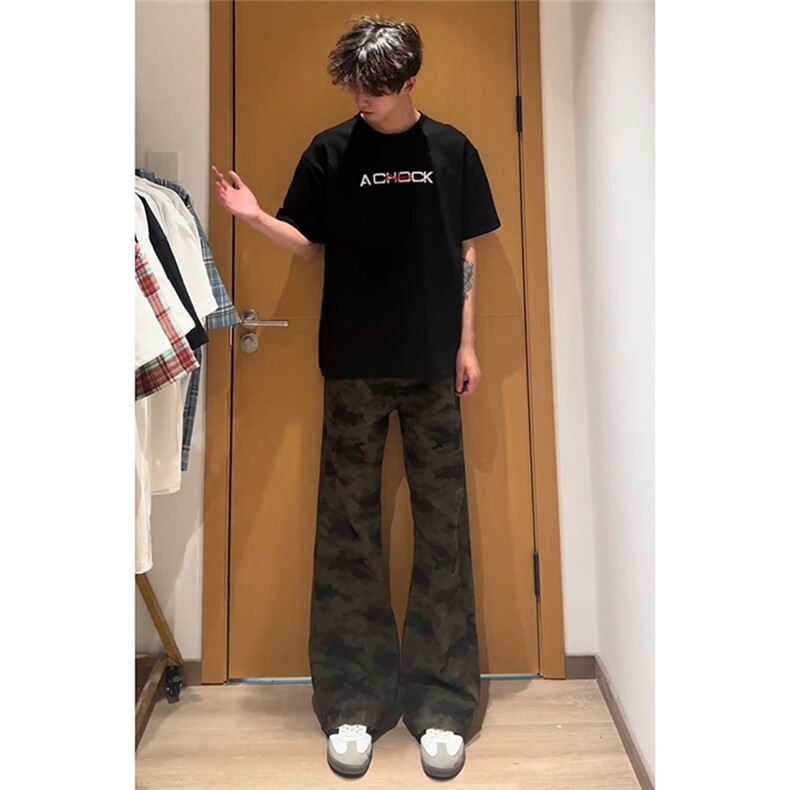 美式复古迷彩牛仔裤男直筒显工装裤513CK1607常规P37加绒P45,男装牛仔裤,星座513A
