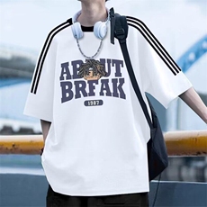 网络图现货美式潮牌高街设计感重磅三条杠印花短袖t恤JBG411-P35，男装T恤，星座715-7
