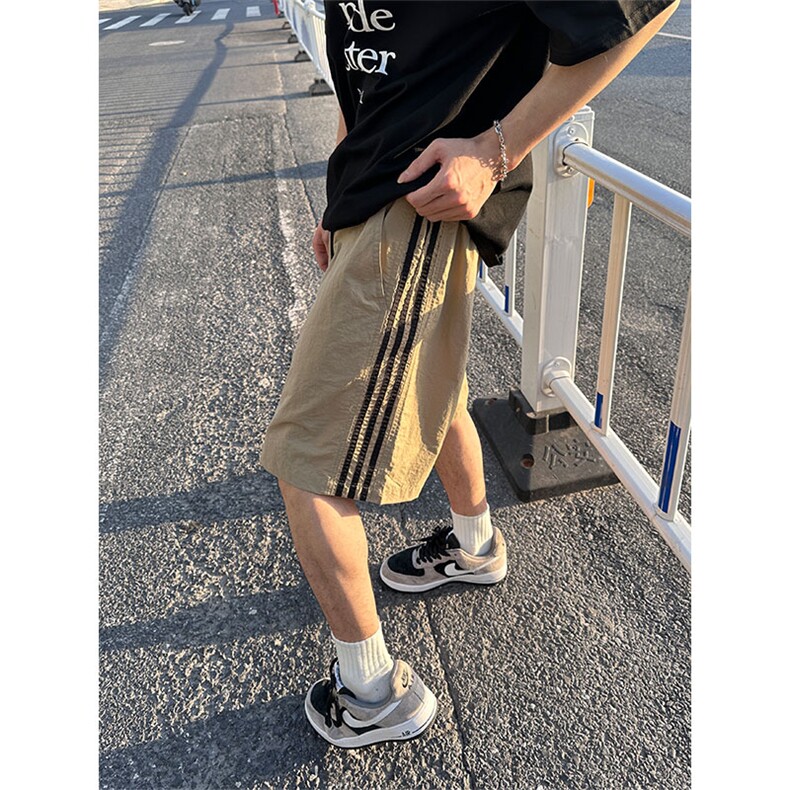 大量现货 美式街头设计感条纹短裤男女款夏季宽松休闲裤DK708-P40图片