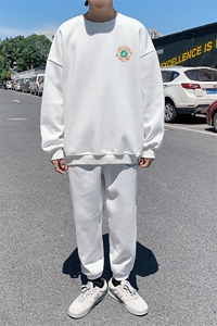 1秋季新款港风休闲圆领宽松流行情侣青春套头卫衣套装7267P70控98图片