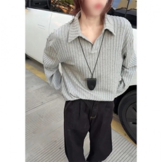 网图慎用手缝线麦穗纹老钱风百搭长袖T恤男宽松T24524-特P40控78，男装T恤，电商A001