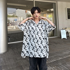 潮男单品蝴蝶印花三色衬衫A071-T19-P38，男装衬衫，电商A071