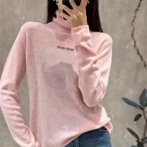 女士秋冬羊毛刺绣高领堆堆领羊毛衫图片