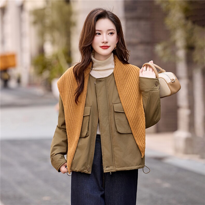 短款棉服女2025秋冬季新款小个子独特超好看洋气轻薄保暖夹棉外套,女装棉衣/棉服,艾仟回(原伊仟回)