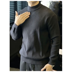 纯色条纹男半高领毛衣针织衫打底衫抗起球 W6005-P45图片