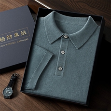 夏季新款Polo领针织短袖时尚百搭，男装T恤，曼云男装羊绒