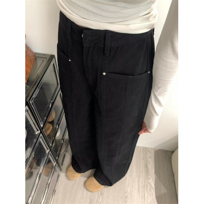 美式复古慵懒松弛感牛仔裤女高街新款2025春秋直筒阔腿裤K295,男装牛仔裤,星座1116A（原606A-3）