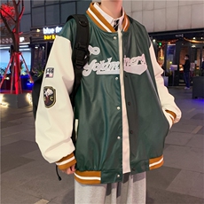 新款港风双层PU皮重工棒球服M-3XL大码加厚ins潮流学生W2234-P55，男装夹克，星座512-2