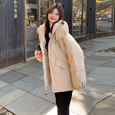 飘带短款羽绒服女2025冬季今年流行超好看学院风连帽90白鸭绒外套，女装羽绒服，2B188