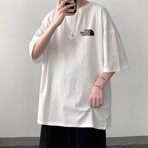 YT26232-P30 亚短袖t恤男大码五分袖男宽松七分袖 港风模特图片