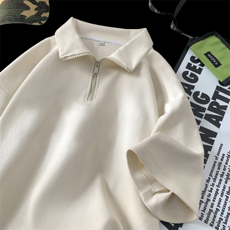 量大优供视频半高领拉链短袖t恤polo衫男KT200-特P25，男装Polo衫，电商B371