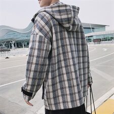 【】A003-HF011-P50冬装经典格子大衣时尚男装港仔，男装毛呢大衣，电商A003