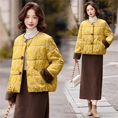 新中式复古提花短款棉衣女2025年冬季新款流行保暖棉服外套，女装棉衣/棉服，润尚靓点