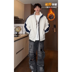 秋冬新款加厚羊羔绒外套男痞帅宽松立领休闲棉衣-A1440TP90控145图片