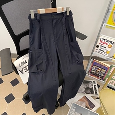 秋款男休闲裤工装大口袋塔丝隆褶皱宽松直筒长裤h0028P45，男装休闲裤，星座1013-1